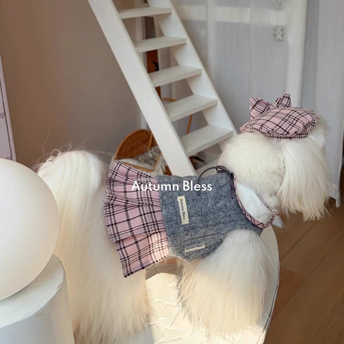 Autumn Bless Bonnie Check Knit School Dress